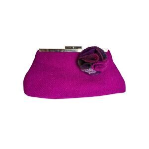 Vintage Harris Tweed Magenta Wool Clutch Frame Bag Pink Purple Y2K Indie